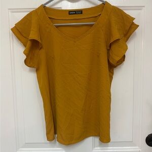 SHEIN Golden Ruffle Sleeve Blouse